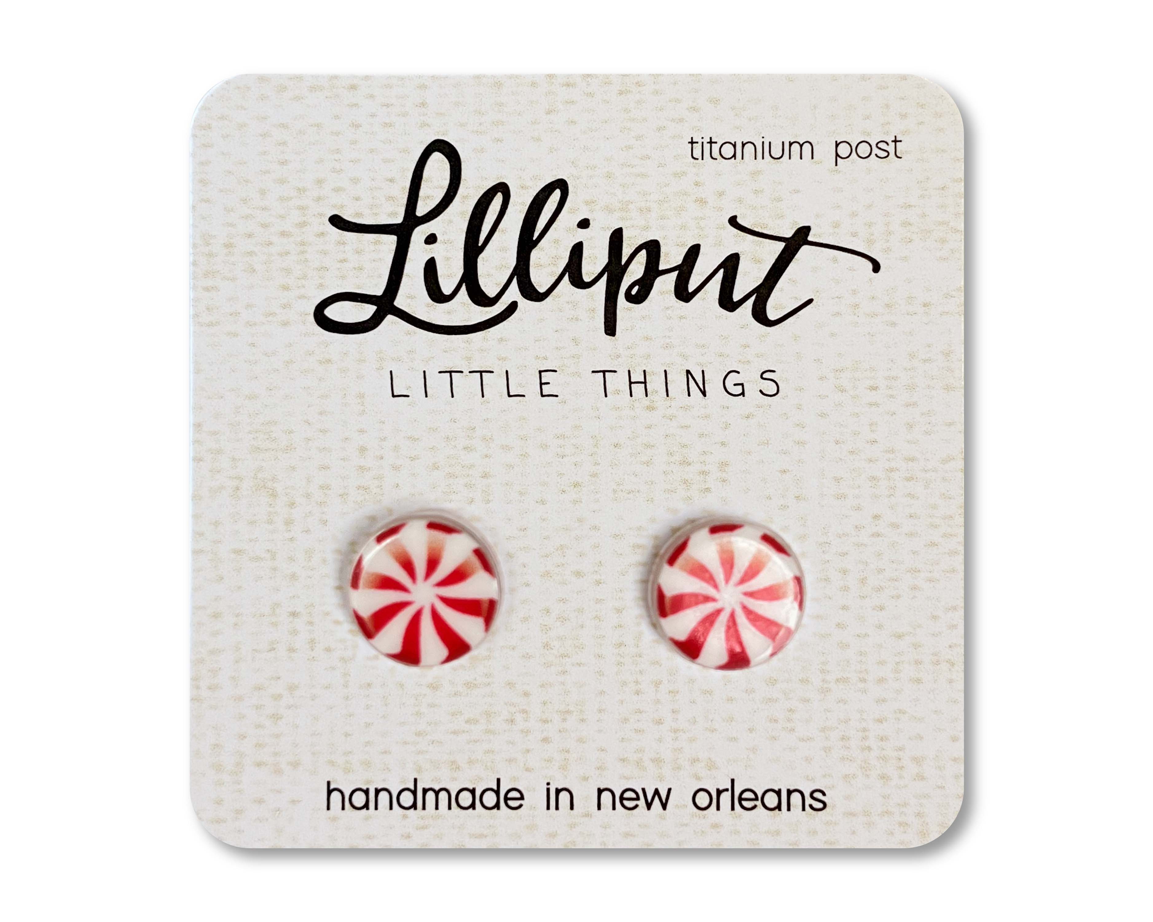 Lilliput Little Things - Wholesale Stud/Post Earrings - Peppermint Earrings // Stocking Stuffer