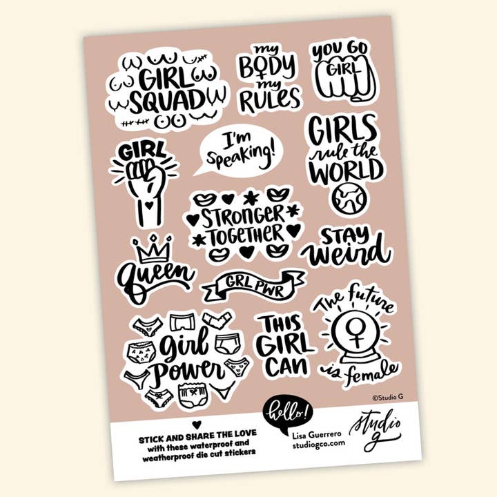 Girl Power Sticker Sheet for wholesale by Studio G