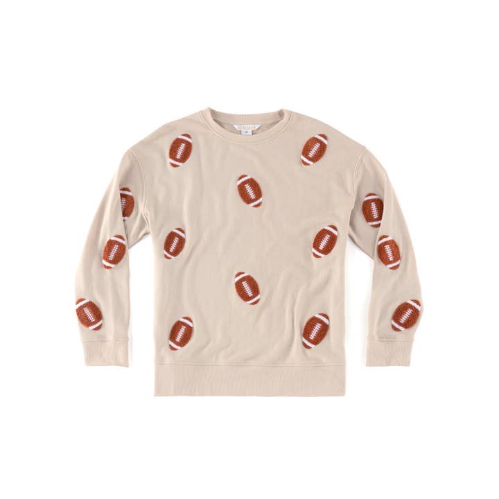 FOOTBALL SWEATSHIRT, PUTTY for wholesale by Shiraleah