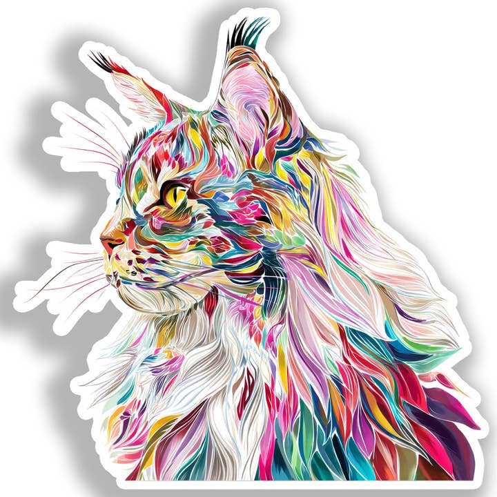 Autocollant Décalcomanie Chat Maine Coon # A019368 pour la vente par Yoonek Graphics