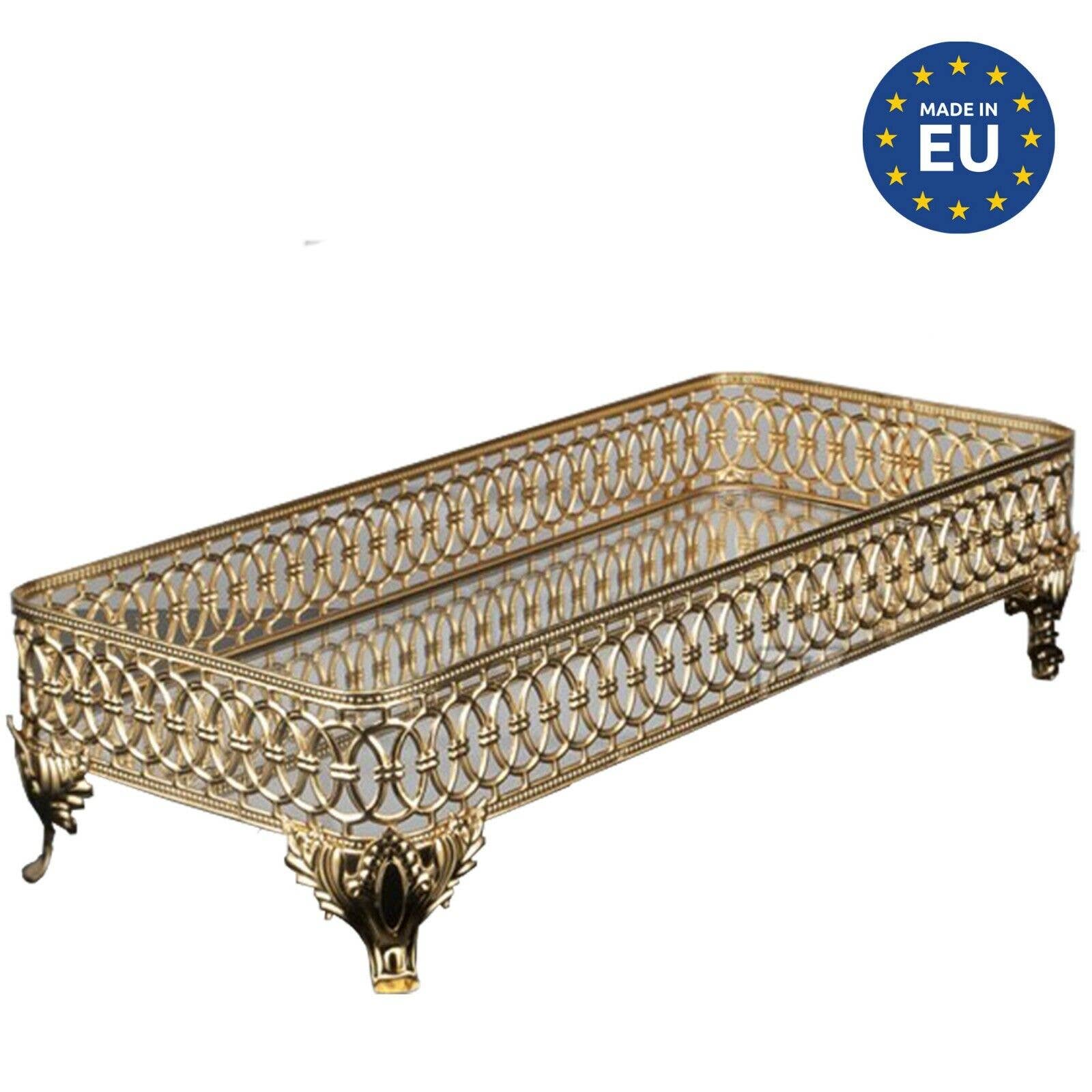 Hakan - Wholesale Decorative Tray - Rectangle Mirror Gold Perfume Holder Organizer3