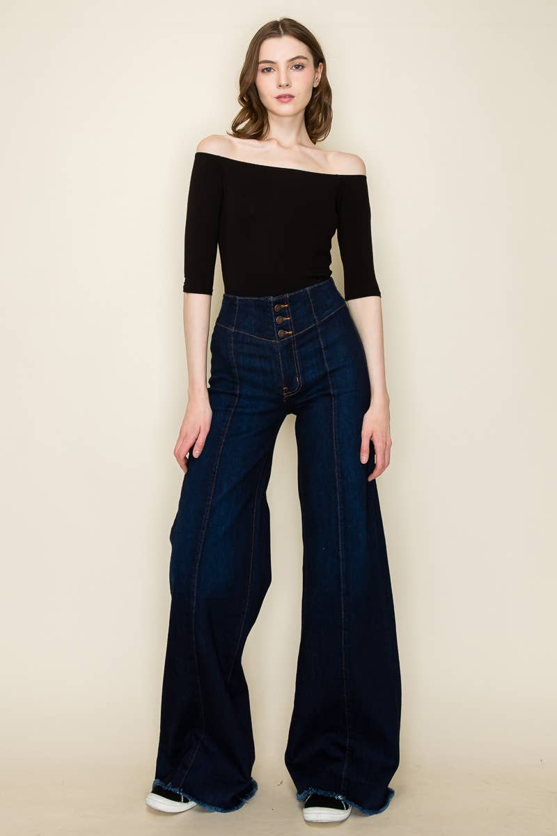 O2 Denim - Wholesale Jeans - Women's - PW508 -M Front Seam Wide Leg Denim Jeans in Medium Wash11