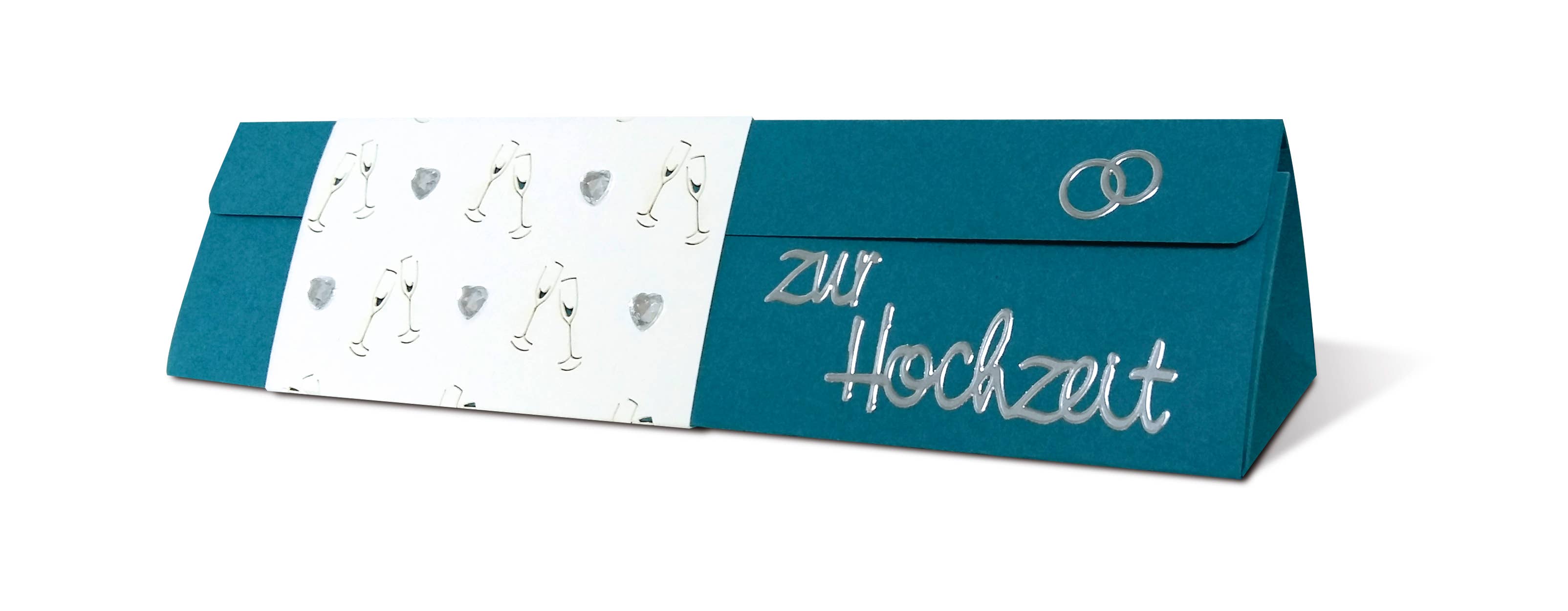 URSUS® / Buntpapierfabrik Ludwig Bähr GmbH & Co. KG - Wholesale Flat Wrap - Silhouette cardboard “champagne glasses, white”, 23 x 33 cm3