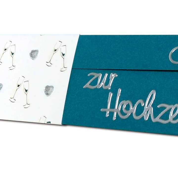 URSUS® / Buntpapierfabrik Ludwig Bähr GmbH & Co. KG - Wholesale Flat Wrap - Silhouette cardboard “champagne glasses, white”, 23 x 33 cm3