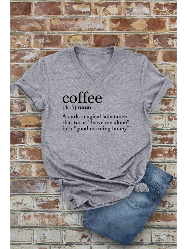 Top Avenue - Wholesale Screen Printed T-Shirt - Women's - Coffee Definition, Unisex V-Neck T-Shirt7