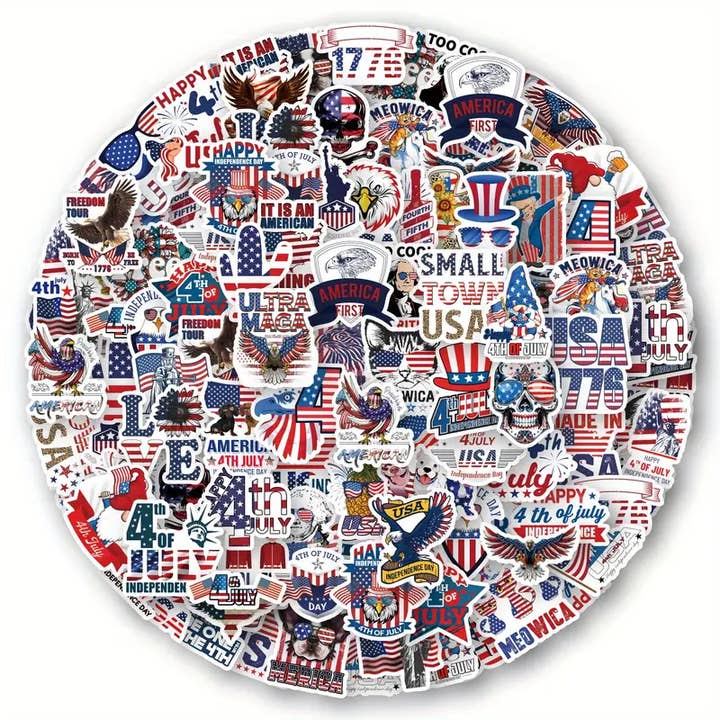 Magnifique Hearts - Wholesale Sticker - Patriotic 4th of July Stickers: USA Flag Decals Waterproof2