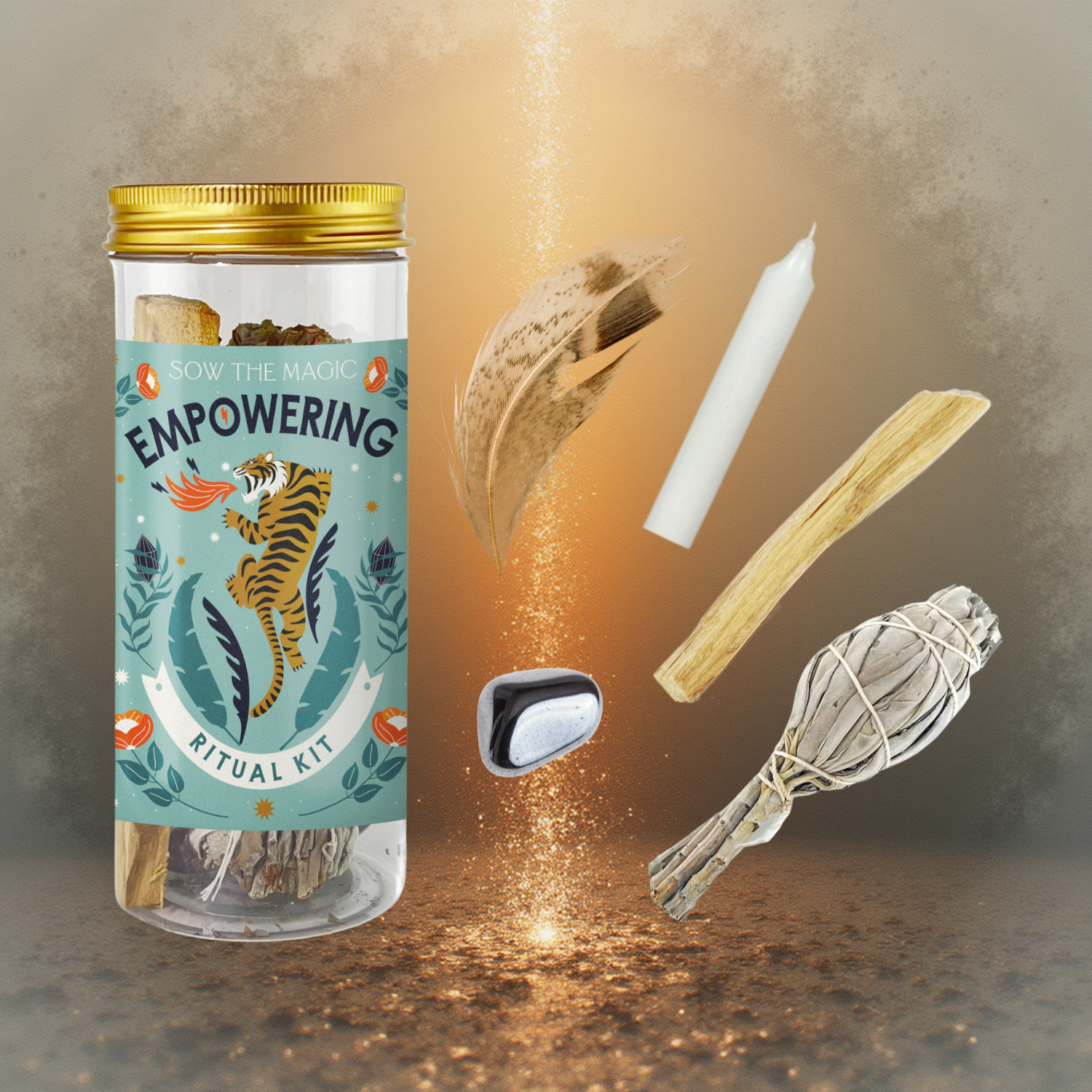 Sow the Magic - Venta al por mayor Artículo de meditación - Kit ritual fortalecedor con obsidiana, Palo Santo y salvia4