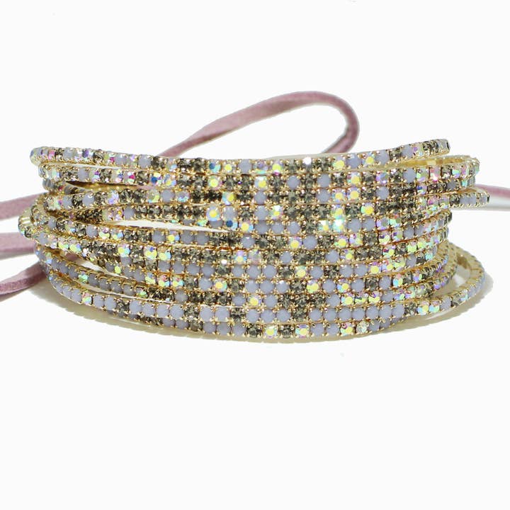 SOPHIA WHOLESALE - Wholesale Jewelry Set - Pave rhinestone multi layered stretch bracelet set 6572JF