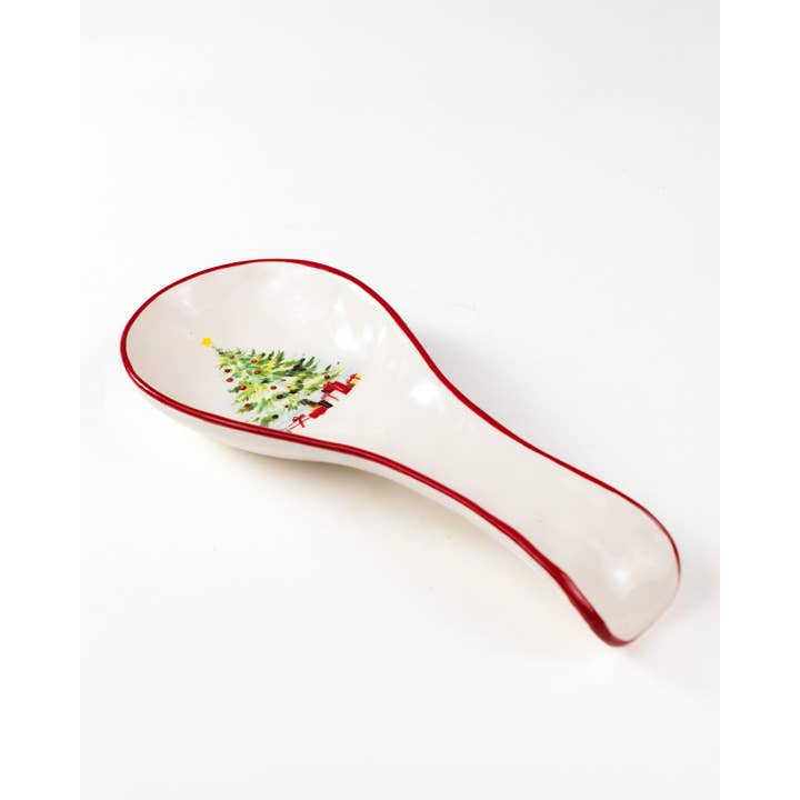 The Royal Standard - Wholesale Spoon Rest - Gloria Tree Spoon Rest   White/Multi   4x9.50