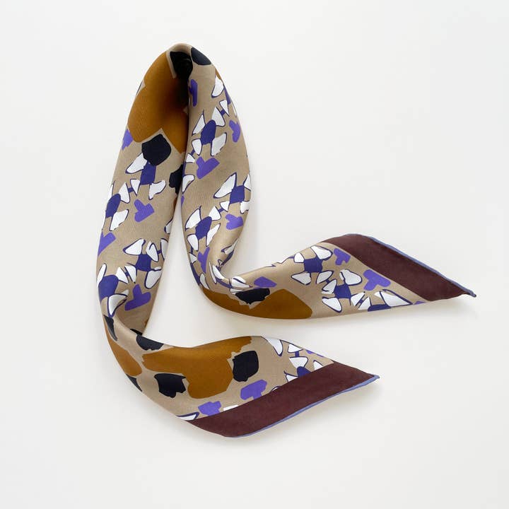 Abstract Geo Print Silk Scarf – 65cm Unisex Matte Silk Twill Square for wholesale by LuluLane