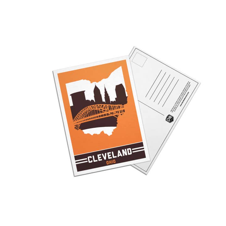 Carte postale Cleveland Orange et Marron pour la vente par D&W Elements
