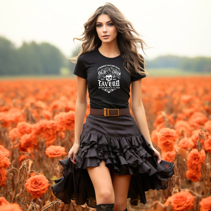 Old Crow Tavern Halloween Tee for wholesale by Soph & Lil Design