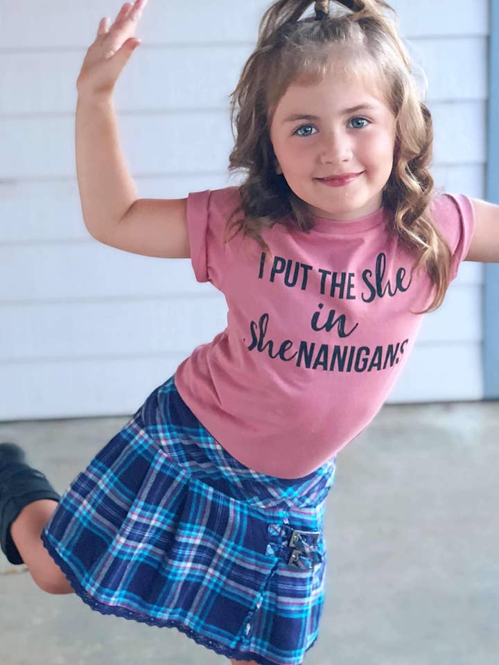I Put the She in Shenanigans | Kid's T-Shirt | Ruby’s Rubbish® for wholesale by Ruby’s Rubbish