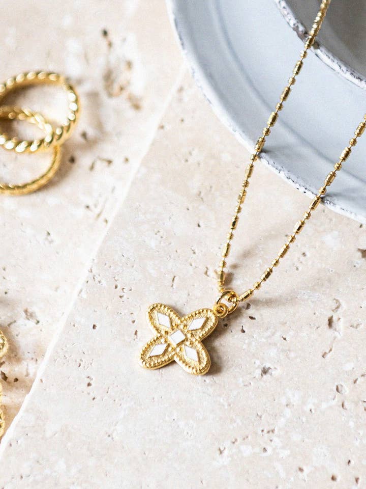 Gold Necklace - Adriana - Ecru for wholesale by Bacci