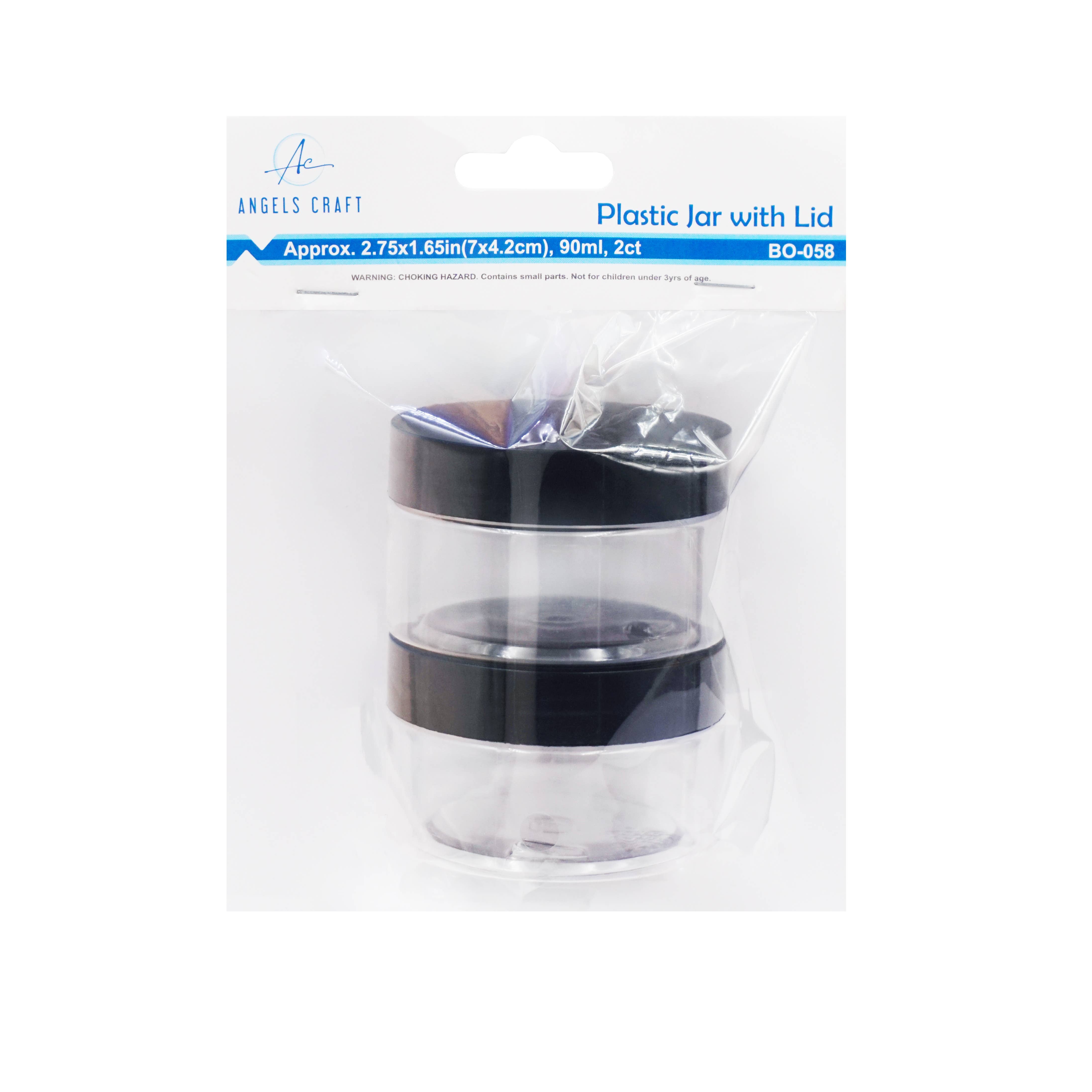 Angels Craft - Wholesale Jar - Plastic Jar w/ Black Screw Lid, 2-ct 90ml1