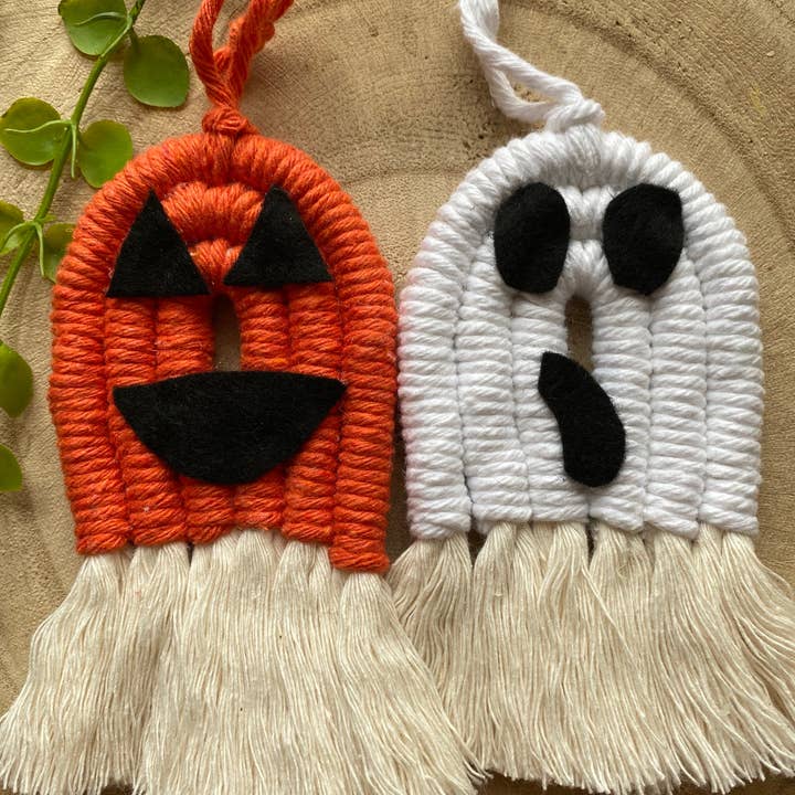 Macra-Made With Love - Wholesale Ornament - Macramé Ghost & Pumpkin Halloween Decorations5