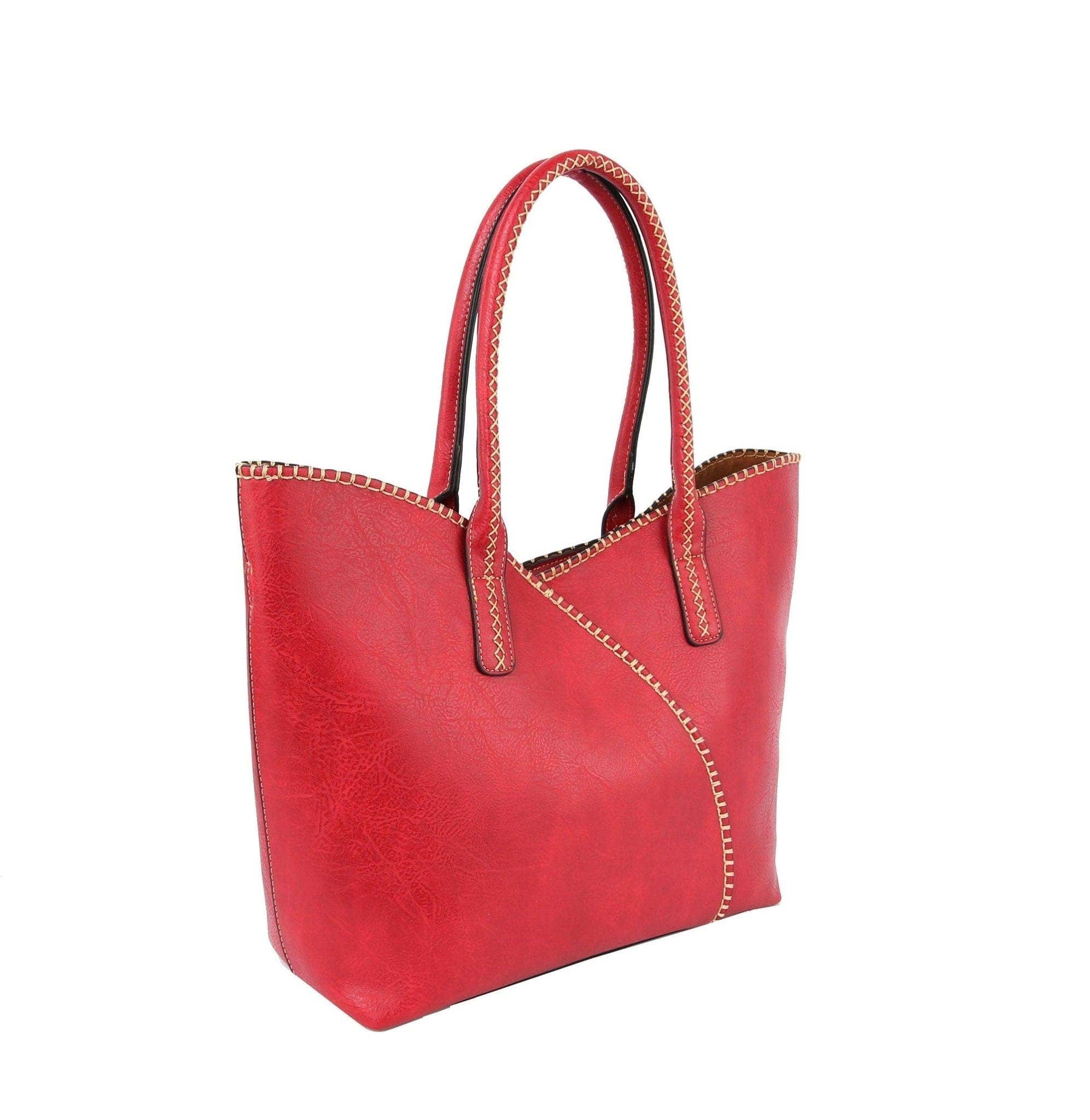 MiMi Wholesale - Wholesale Tote Bag - Women's - COL001-2 2-in-1 Stitch Trim Detail Shoulder/Tote Set Bag14