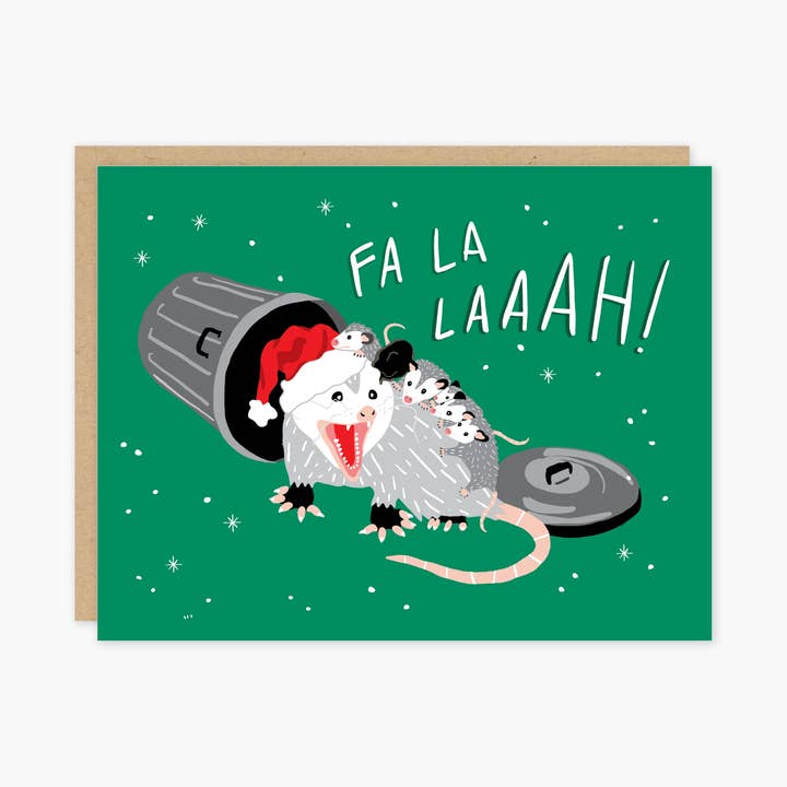 Party of One – wholesale Christmas card – Fa La Possum Card