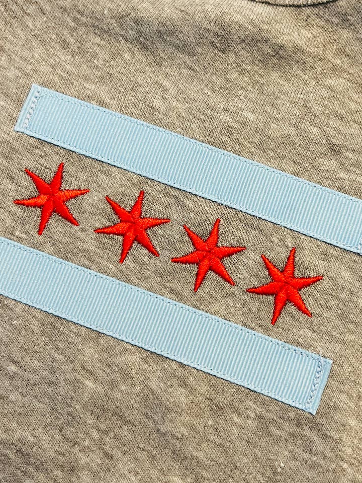 tori grace outfitters - Wholesale Bodysuit (Non-Footed) - Baby - chicago flag onesie long sleeve, embroidered chicago flag