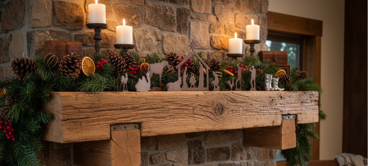 Universal Ironworks USA - Wholesale Nativity Scene Decor - WESTERN SMALL Metal Nativity Scene Rodeo Rustic Christmas