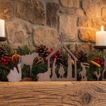 Universal Ironworks USA - Wholesale Nativity Scene Decor - WESTERN SMALL Metal Nativity Scene Rodeo Rustic Christmas0