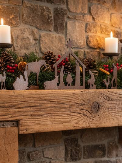 WESTERN SMALL Metal Nativity Scene Rodeo Rustic Christmas for wholesale by Universal Ironworks USA