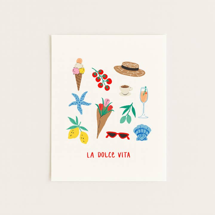 La Dolce Vita Italian Summer Art Print for wholesale by Three Strands Design