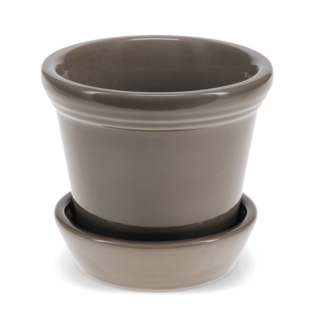 Rex B2B - UK – wholesale Plant pot – Ceramic plant pot and saucer - Grey0