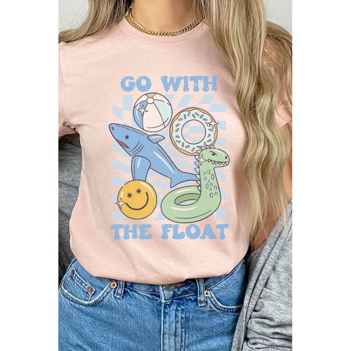 Blue Ir com o Float Pool Brinquedos Tee Gráfico por atacado de Kissed Apparel