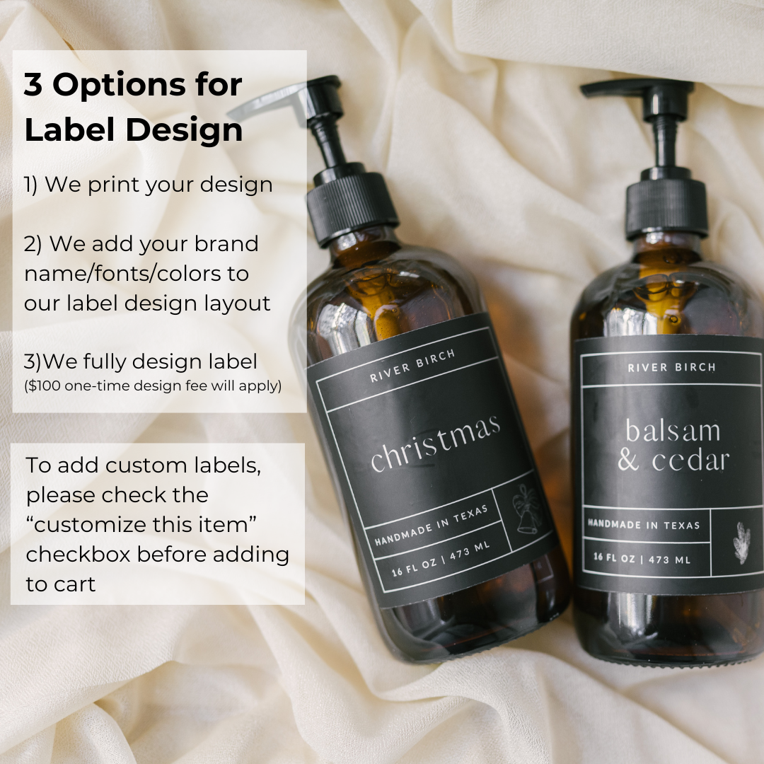 River Birch Candles - Wholesale Hand Soap/Wash - 16oz Amber Hand Soap Unlabeled for Private Label - Brandless8