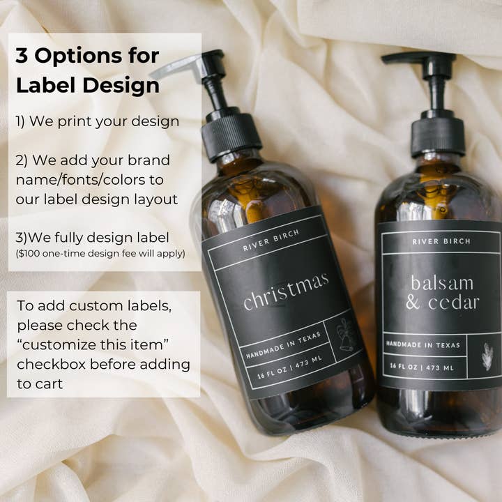 River Birch Candles - Wholesale Hand Soap/Wash - 16oz Amber Hand Soap Unlabeled for Private Label - Brandless8