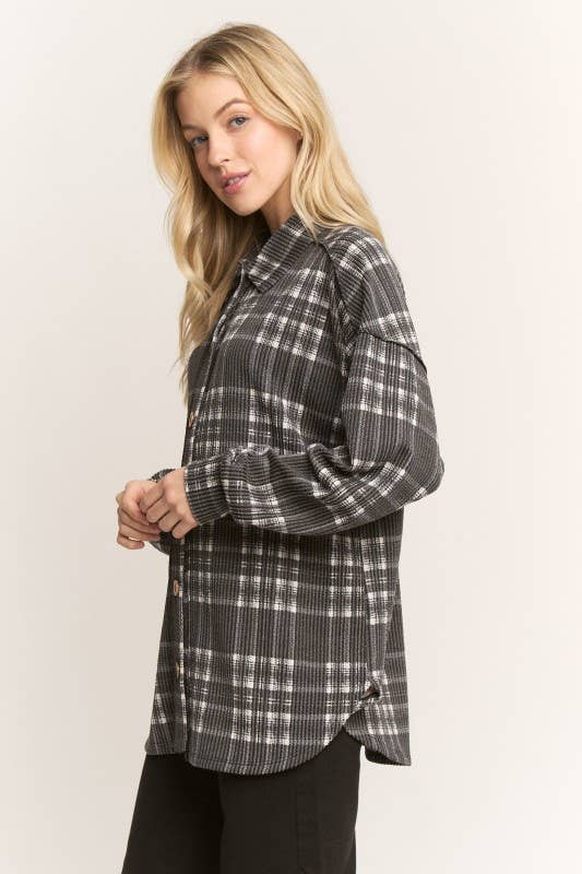 HEIMISH - Vente Veste-chemise – femme - ET7968-19 CHEMISE BASIQUE À CARREAUX AVEC COL0