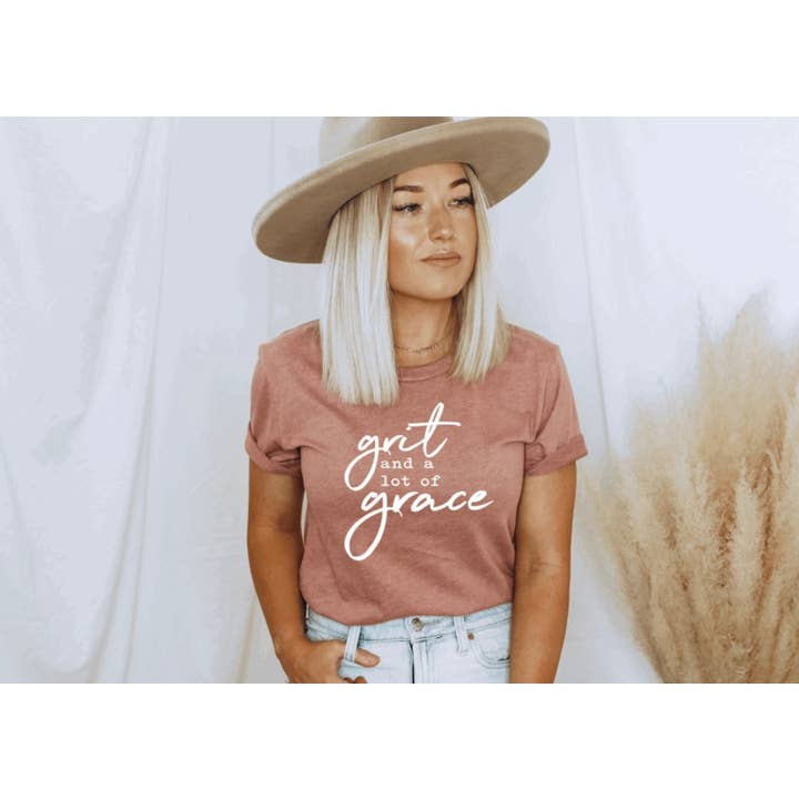 VibeClothing - Wholesale Screen Printed T-Shirt - Women's - Grit And A Lot Of Grace T-shirt