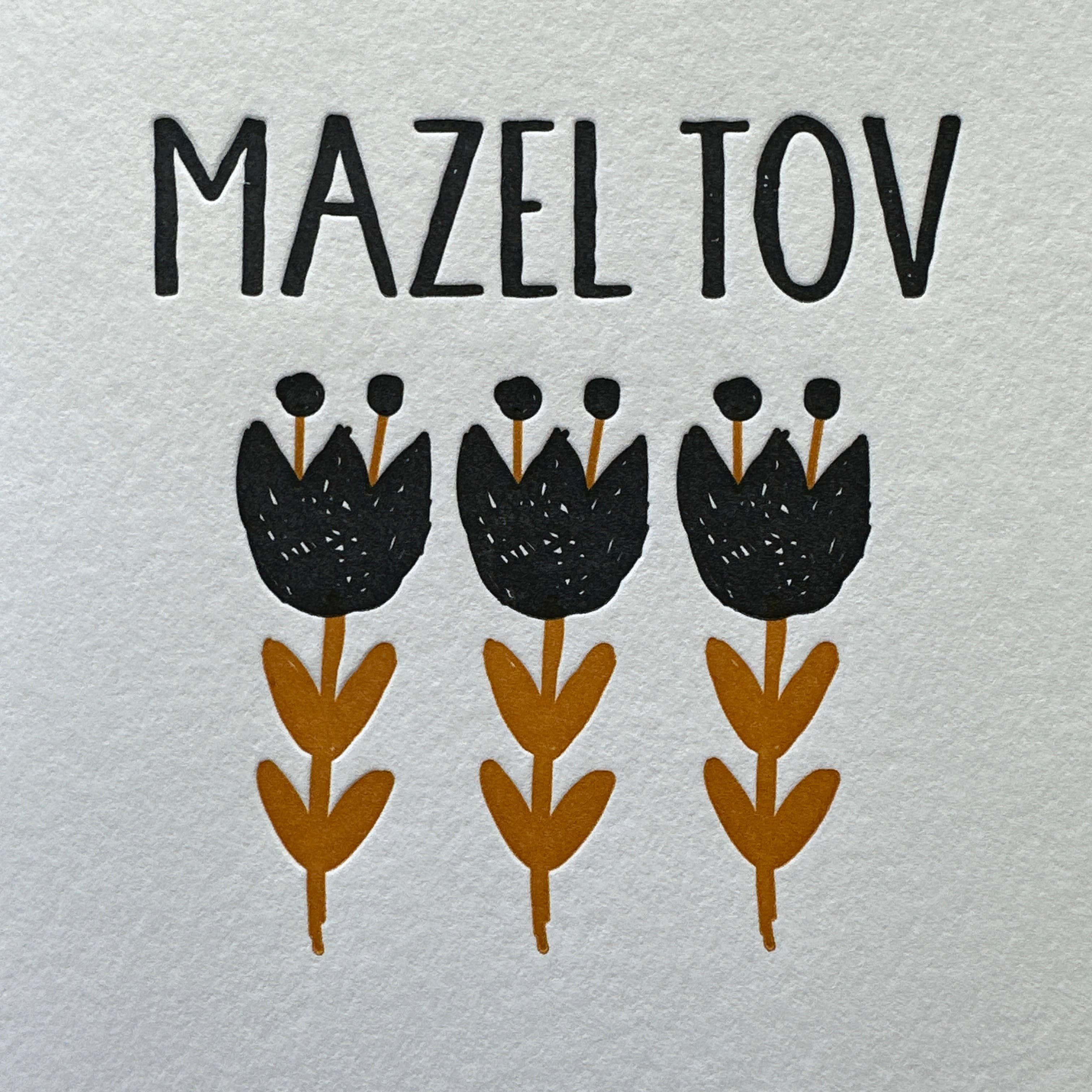 Lucky Bee Press – Großhandel Glückwunschkarte – Mazel Tov Tulips - Letterpress-Karte1