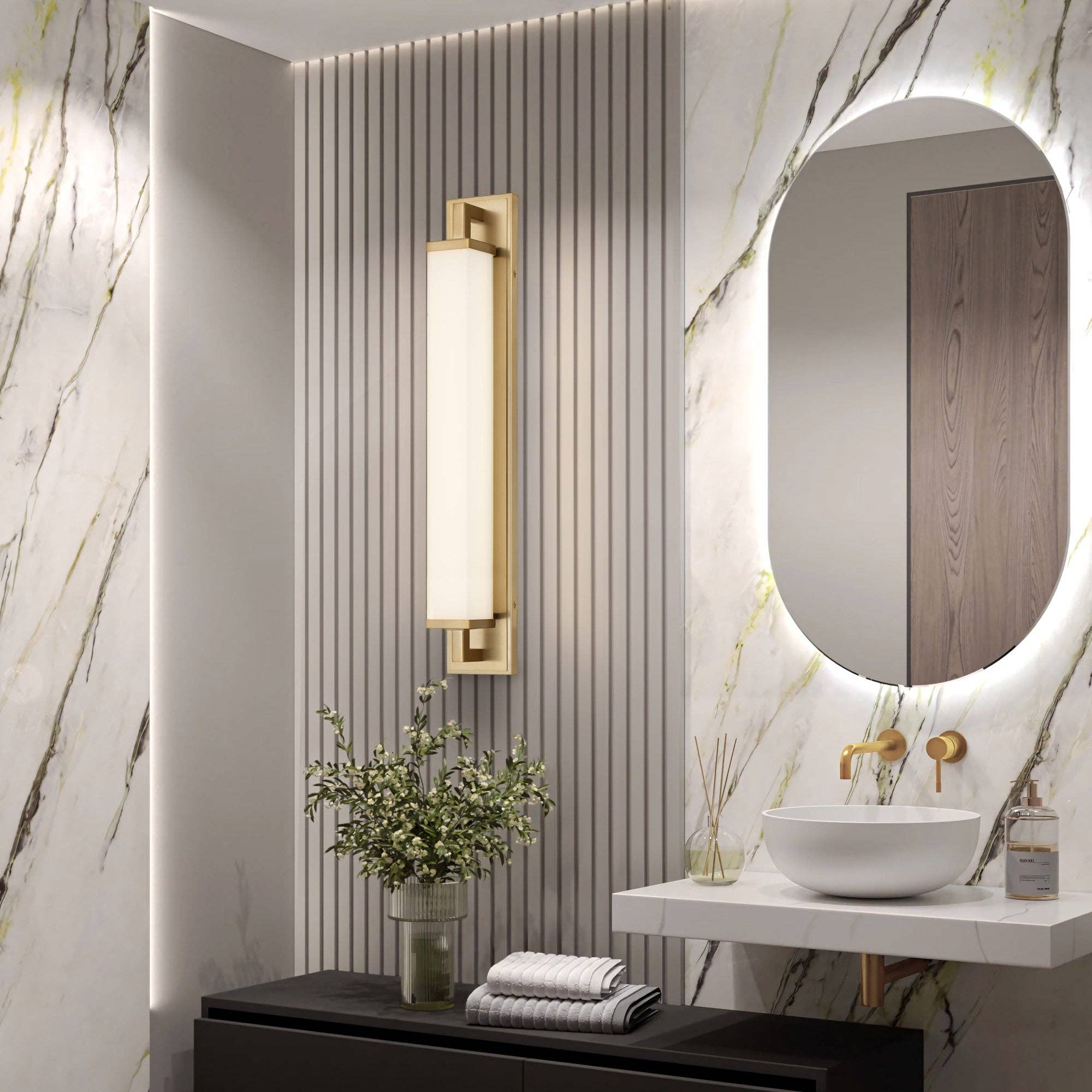 Brio Lighting - Wholesale Chandelier/Hanging Light - Zenith 28" Antique Brass LED Bathroom Vanity Light1