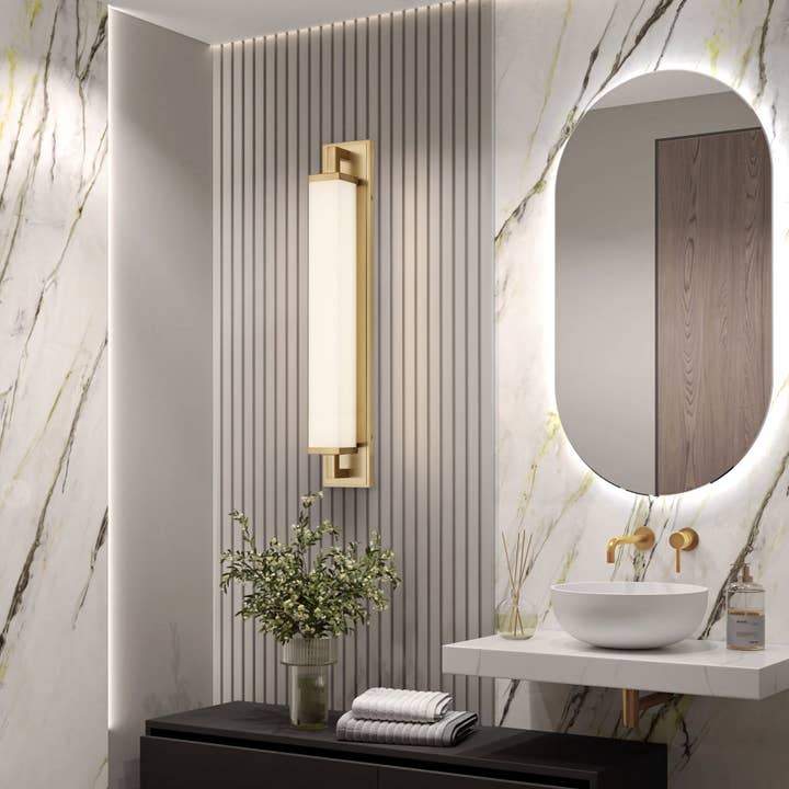 Brio Lighting - Wholesale Chandelier/Hanging Light - Zenith 28" Antique Brass LED Bathroom Vanity Light1