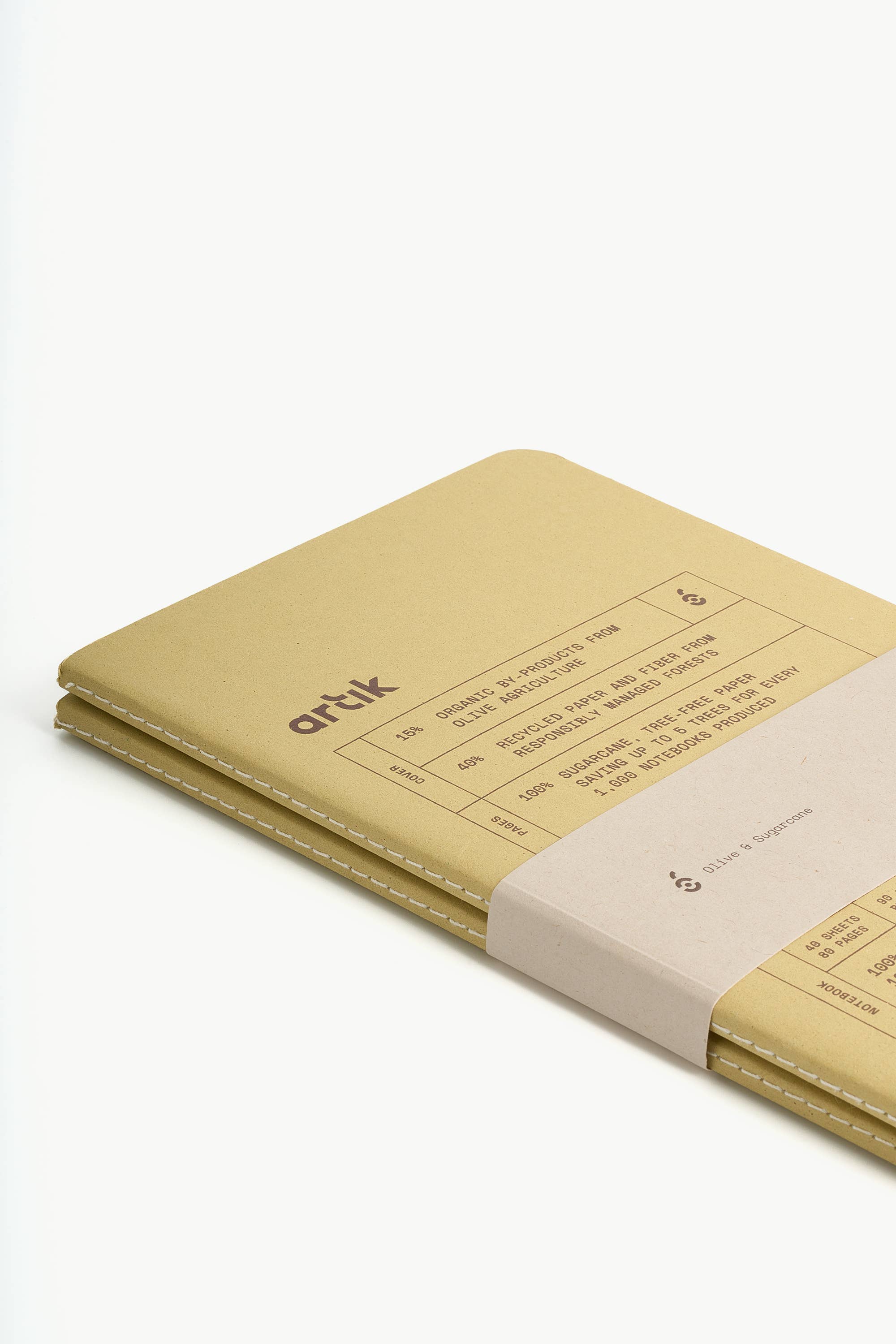 Artık - Wholesale Notebook - Artik Pack Of 2 Singer Sewn Notebooks | Ruled | Olive1