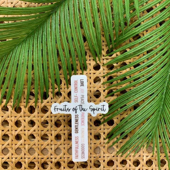 Savannah and James Co - Wholesale Sticker - Fruits Of The Spirit Cross Clear Vinyl, Sticker, 3x3 in.1