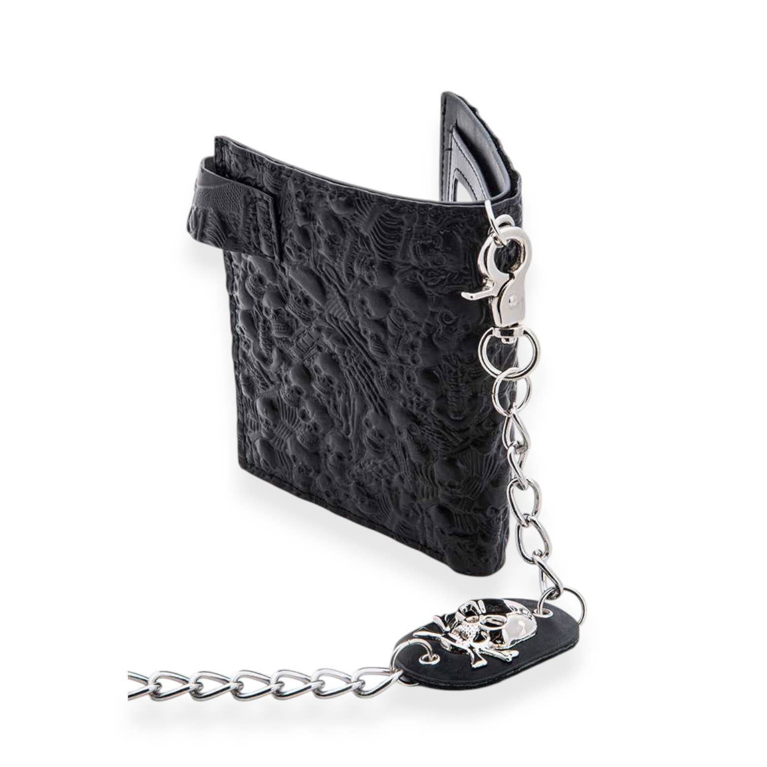 Svart Präglad Skull Biker Chain Plånbok för wholesale på Faire3