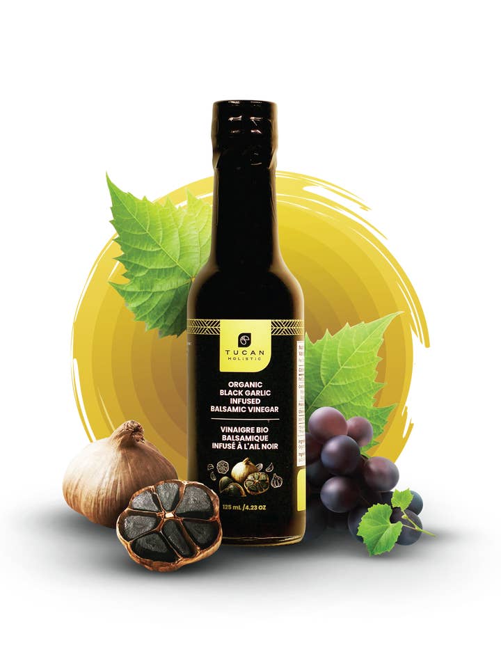 Vinaigre Balsamique à l’Ail Noir Bio – 125 ml pour la vente par Tucan Holistic