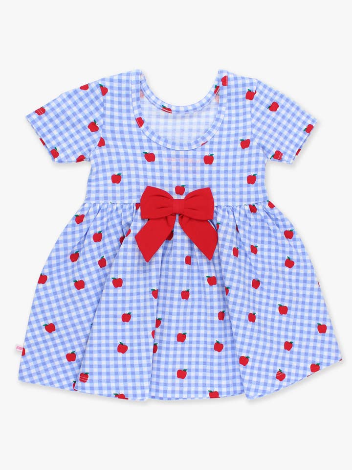 Blue Girls Apple Orchard Gingham Short Sleeve Knit Twirl Dress
for wholesale on Faire8