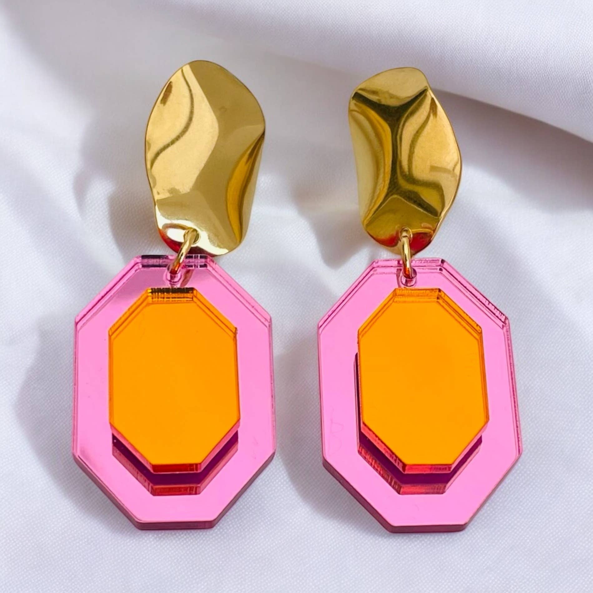 Huracan - Vendita all'ingrosso Orecchini pendenti - Orecchini Maelia in acciaio inox e plexiglass1