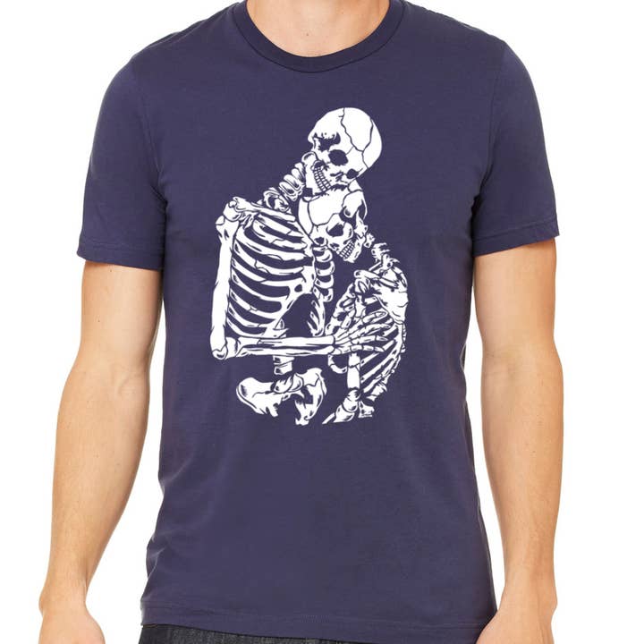 MISSION THREAD CLOTHING - Wholesale Shirt - Men's - Hugging Skeletons T Shirt- Men's Gothic Skeleton Couple Tee-3
