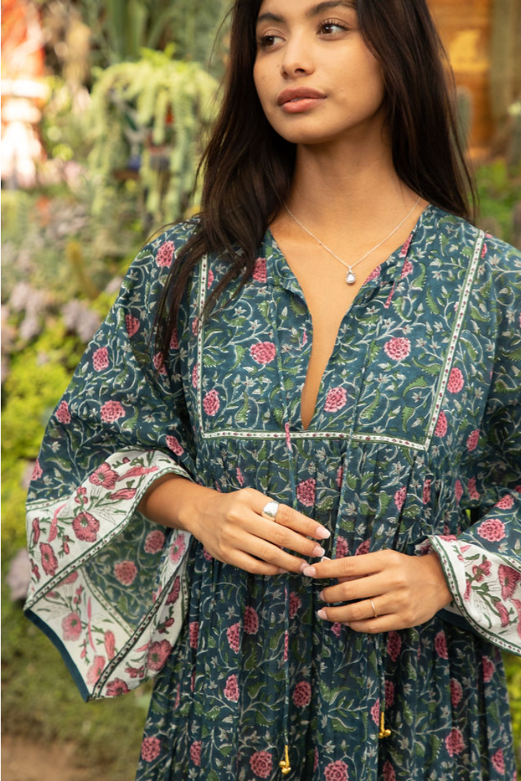 The Fox and The Mermaid - Vente Robe – femme - Robe Maxi Bohème Imprimée à Blocs (Chahna)14
