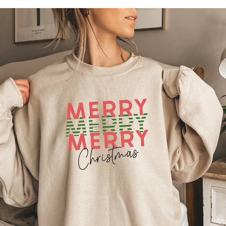 Merry Christmas Sweatshirt Retro Christmas Sweaters for wholesale by P E T I T R U E