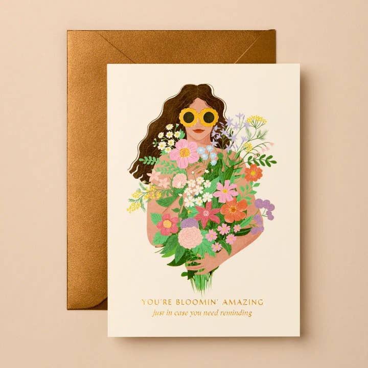 Friendship Foil Greeting Card | Eco-Friendly, Illustrated for wholesale by Gabrielle & Celine Greeting Cards USA