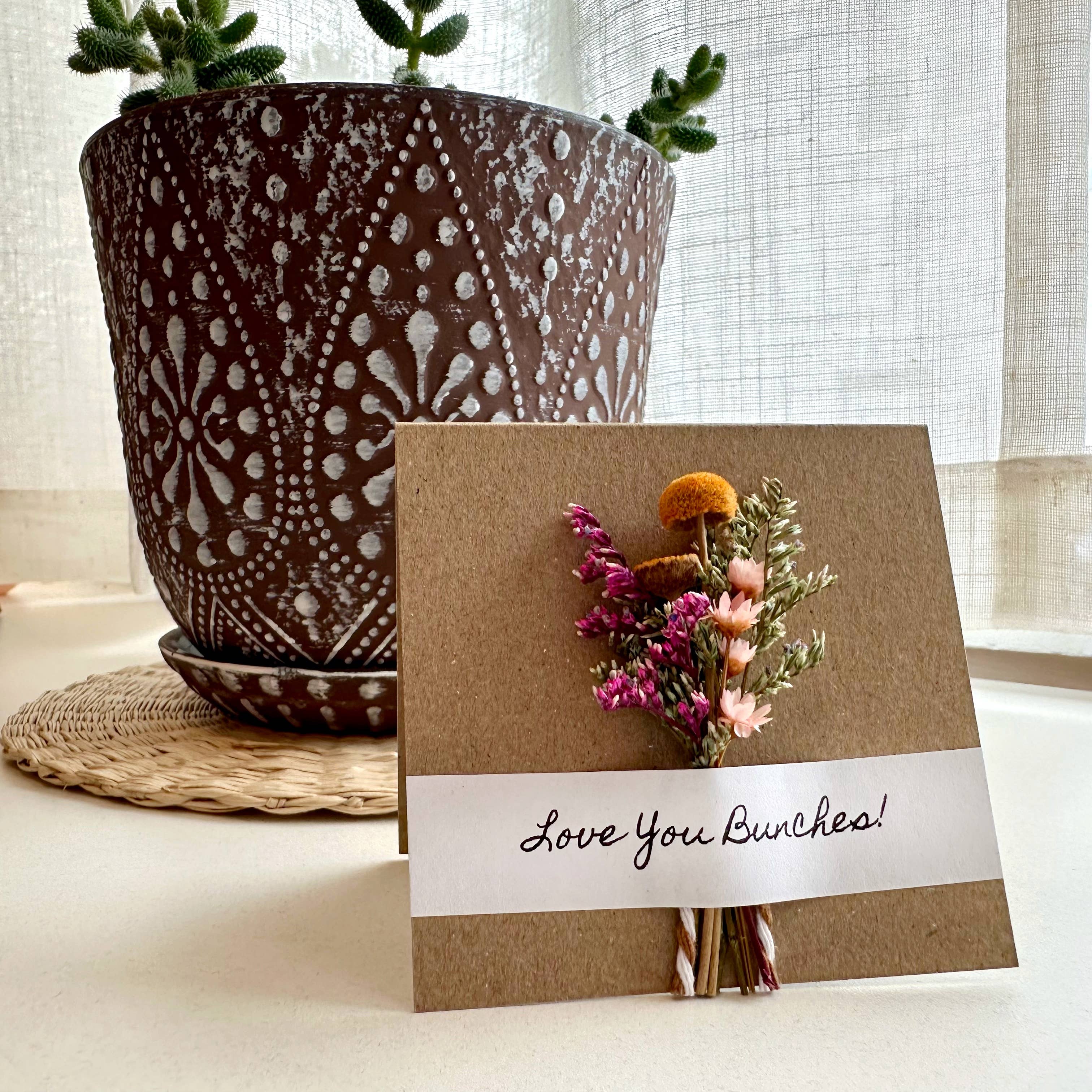 CA Studios - Wholesale Love Card - Love You Bunches Mini Orange Dried Floral Bouquet Card1