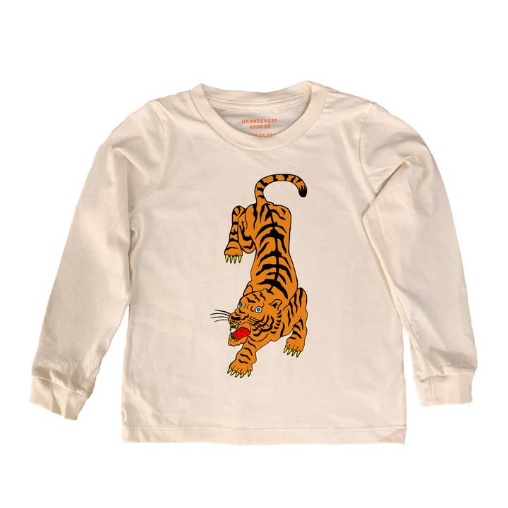 orangeheat - Vendita all'ingrosso Maglietta serigrafata - Bambini - Tiger - T-shirt biologica per bambini a manica lunga1