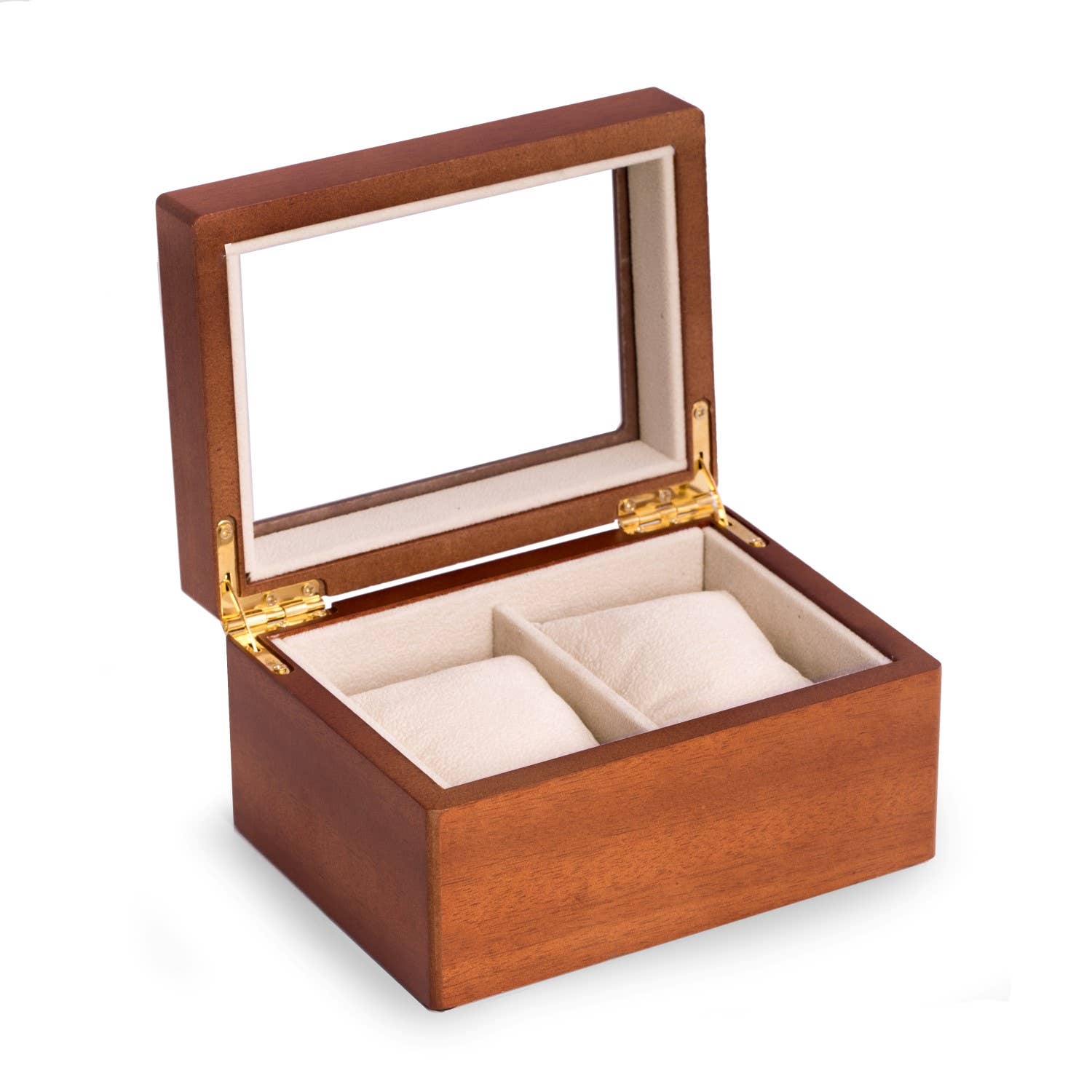 BeyBerk International - Wholesale Jewelry Box/Organizer - Watch Case - Brown Wood for 2 Watches1