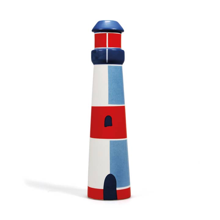 Ceramic Shaped Lighthouse Vase Coastal Sea for wholesale by Half Moon Bay By Design